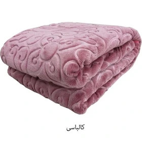 پتو گلبافت تک رنگ گل برجسته رنگ کالباسی