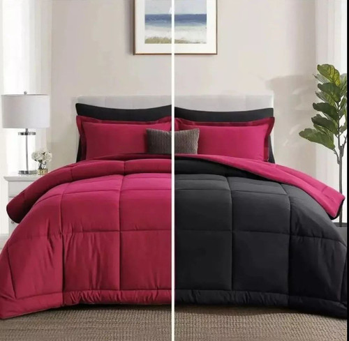 روتختی ساده تک رنگ دو رو (مشکی - زرشکی)- نخ میکرو