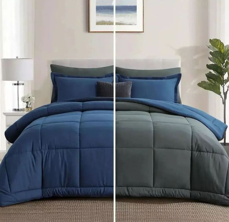 روتختی ساده تک رنگ دو رو (طوسی- سورمه ای)- جنس میکرو