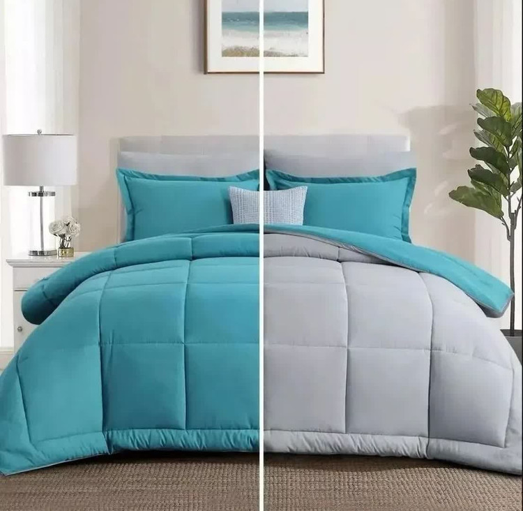 روتختی ساده تک رنگ دو رو ( آبی- طوسی) - نخ میکرو