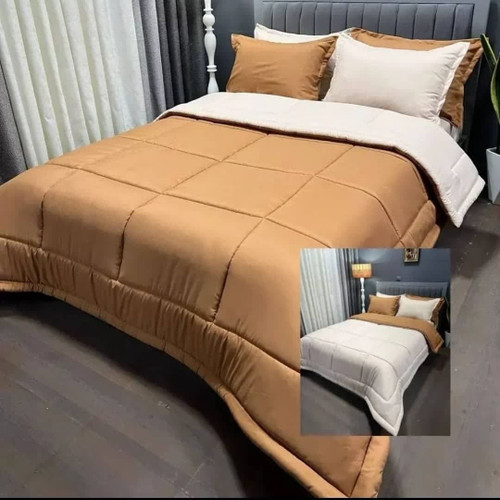 روتختی ساده تک رنگ دو رو (کرم قهوه ای) - نخ میکرو