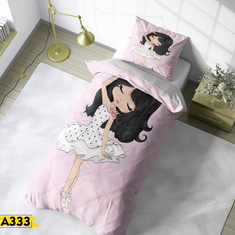 روتختی یک نفره کودک و نوجوان جنس میکروتنسل چاپی طرح دخترونه جذاب