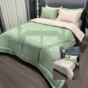 روتختی ساده تک رنگ دو رو (سبز سیج - کرم) - نخ میکرو