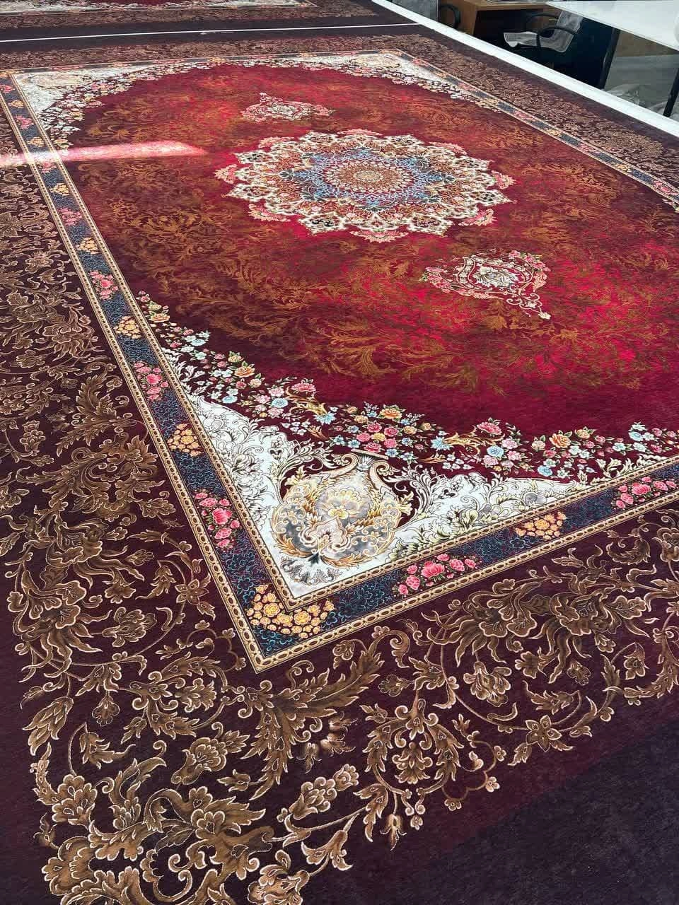 فرشینه مخمل شانل ترک طرح ترنج کد 715
