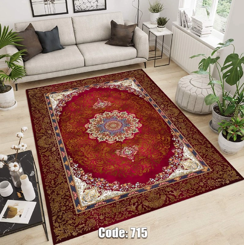 فرشینه مخمل شانل ترک طرح ترنج کد 715