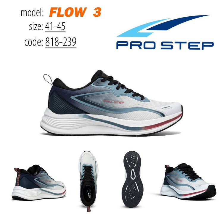 کفش و کتونی رانینگ پرو استپ مدل 3 رنگ سفید آبی