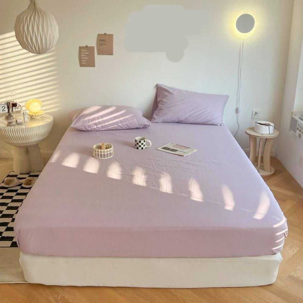 سرویس ملحفه کشدوزی شده (نیم ست) نخ پنبه میکرو براش رنگ یاسی