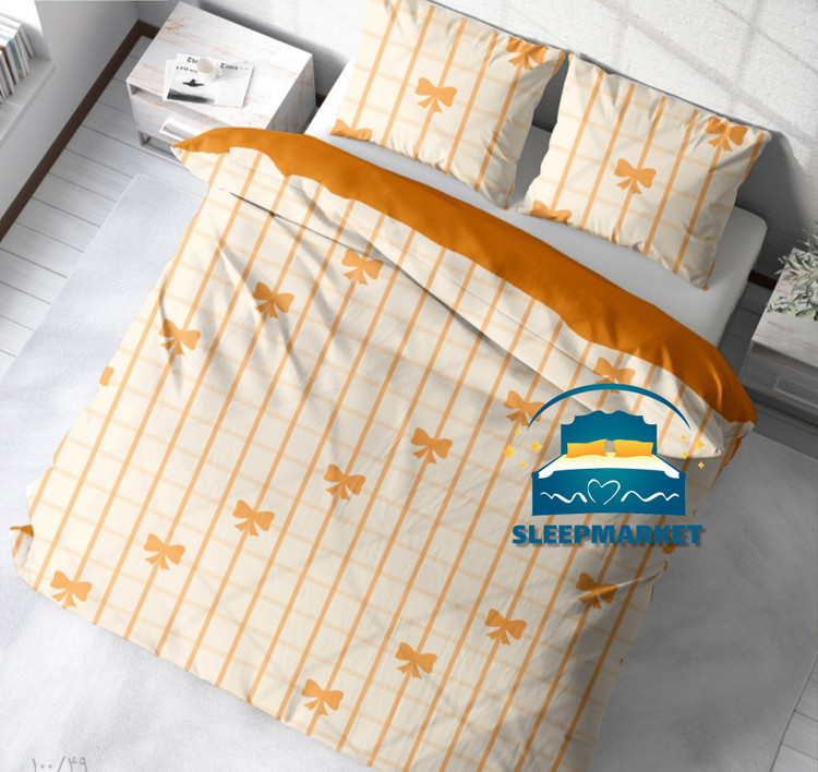 روتختی یک رو چاپی پینترستی ساده و کیوت (جنس نخ میکروتنسل) طرح پاپیون رنگ نارنجی