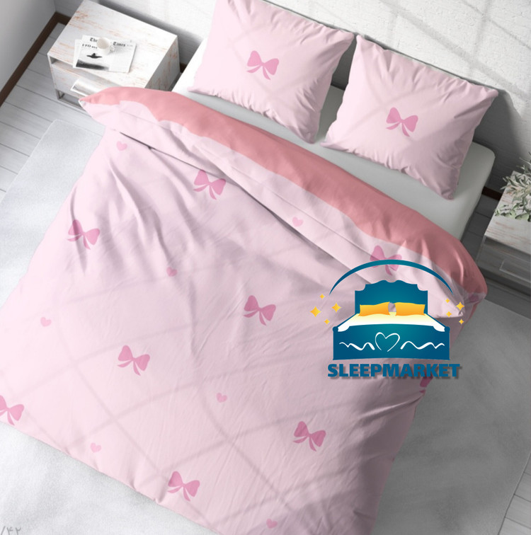روتختی یک رو چاپی پینترستی ساده و کیوت (جنس نخ میکروتنسل) طرح پاپیون رنگ صورتی گلبهی
