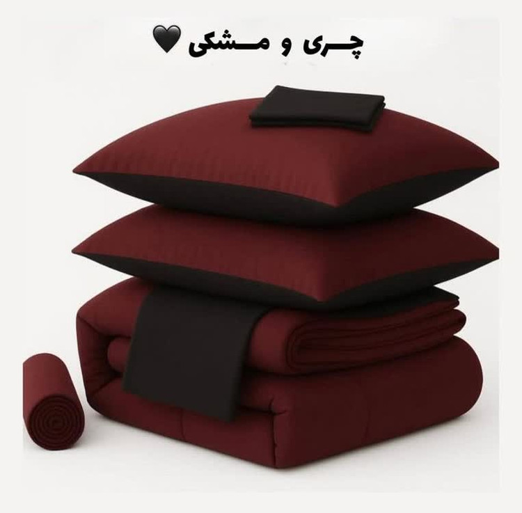 روتختی ساده شیک تک رنگ دو رو ( چری - مشکی) - نخ میکرو