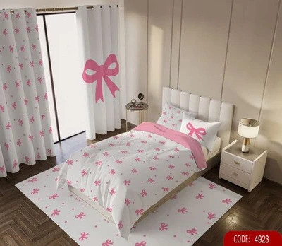 روتختی یک رو چاپی پینترستی ساده و کیوت (جنس نخ میکروتنسل) طرح پاپیون ریز صورتی زمینه سفید