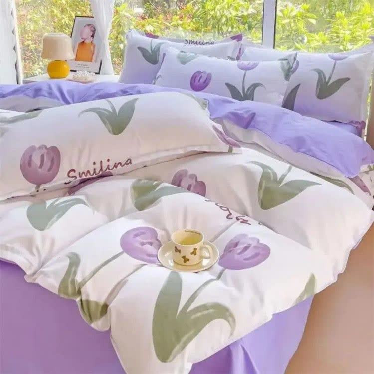 روتختی یک رو چاپی پینترستی ساده و کیوت (جنس نخ میکروتنسل) طرح گل لاله