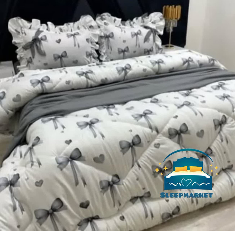روتختی چین دار یک رو چاپی پینترستی شیک و کیوت (جنس نخ میکروتنسل) مدل پرنسسی طرح پاپیون طوسی تیره