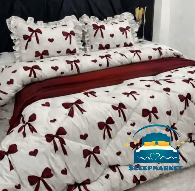 روتختی چین دار یک رو چاپی پینترستی شیک و کیوت (جنس نخ میکروتنسل) مدل پرنسسی طرح پاپیون زرشکی