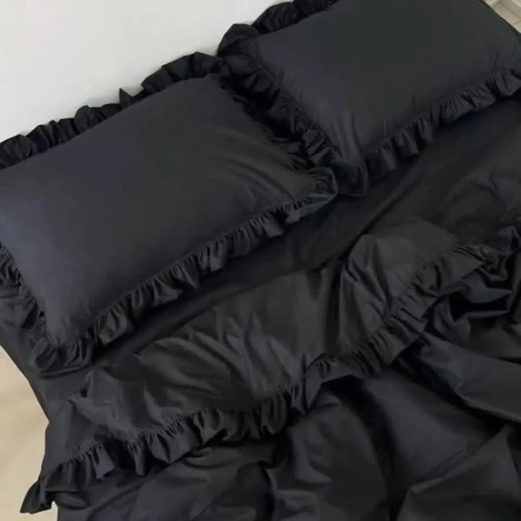 روتختی ساده چین دار طرح پینترستی مدل پانیذ (جنس نخ پنبه براش) رنگ مشکی
