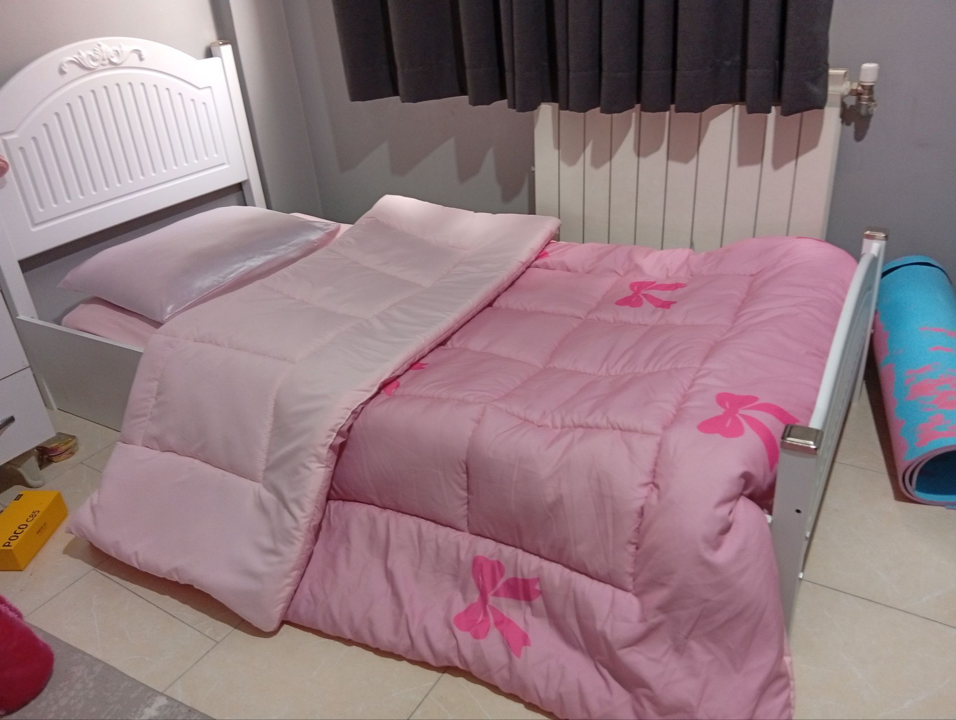 روتختی یک رو چاپی پینترستی ساده و کیوت (جنس نخ میکروتنسل) طرح صورتی پاپیون دار ساده