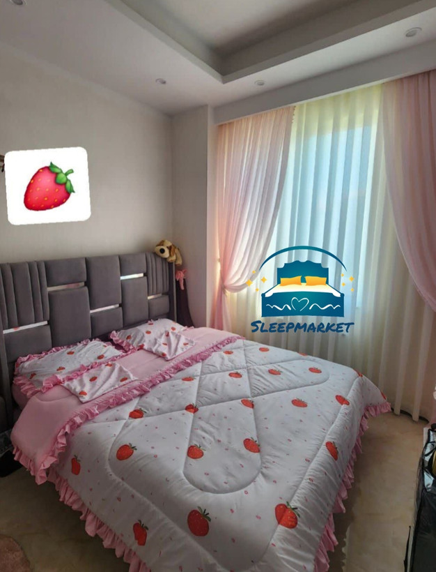 روتختی یک رو چاپی پینترستی ساده و کیوت (جنس نخ میکروتنسل) طرح توت فرنگی